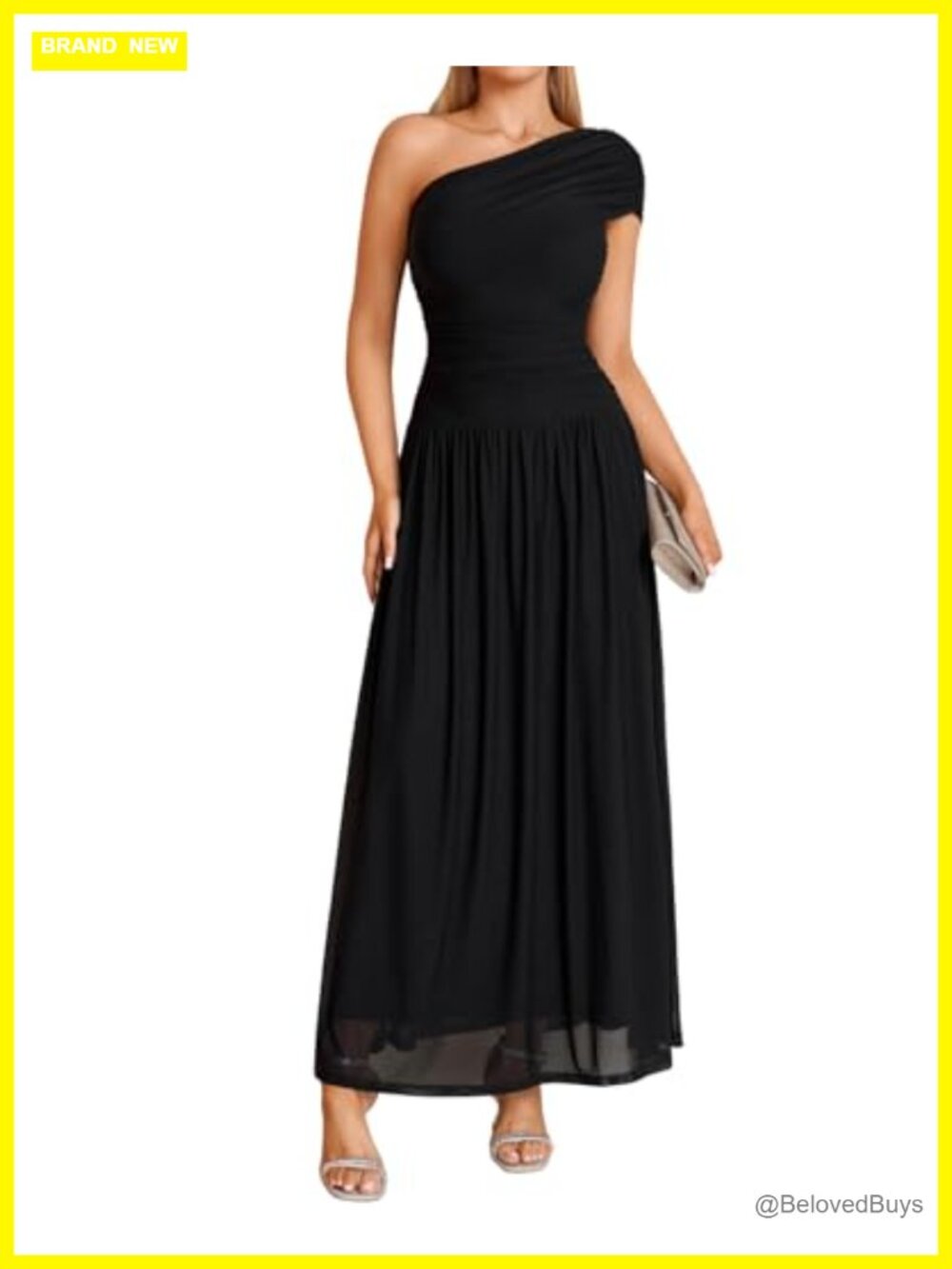 One Shoulder Formal Maxi Dress Ruched Bodycon Sleeveless Wedding Guest Gown